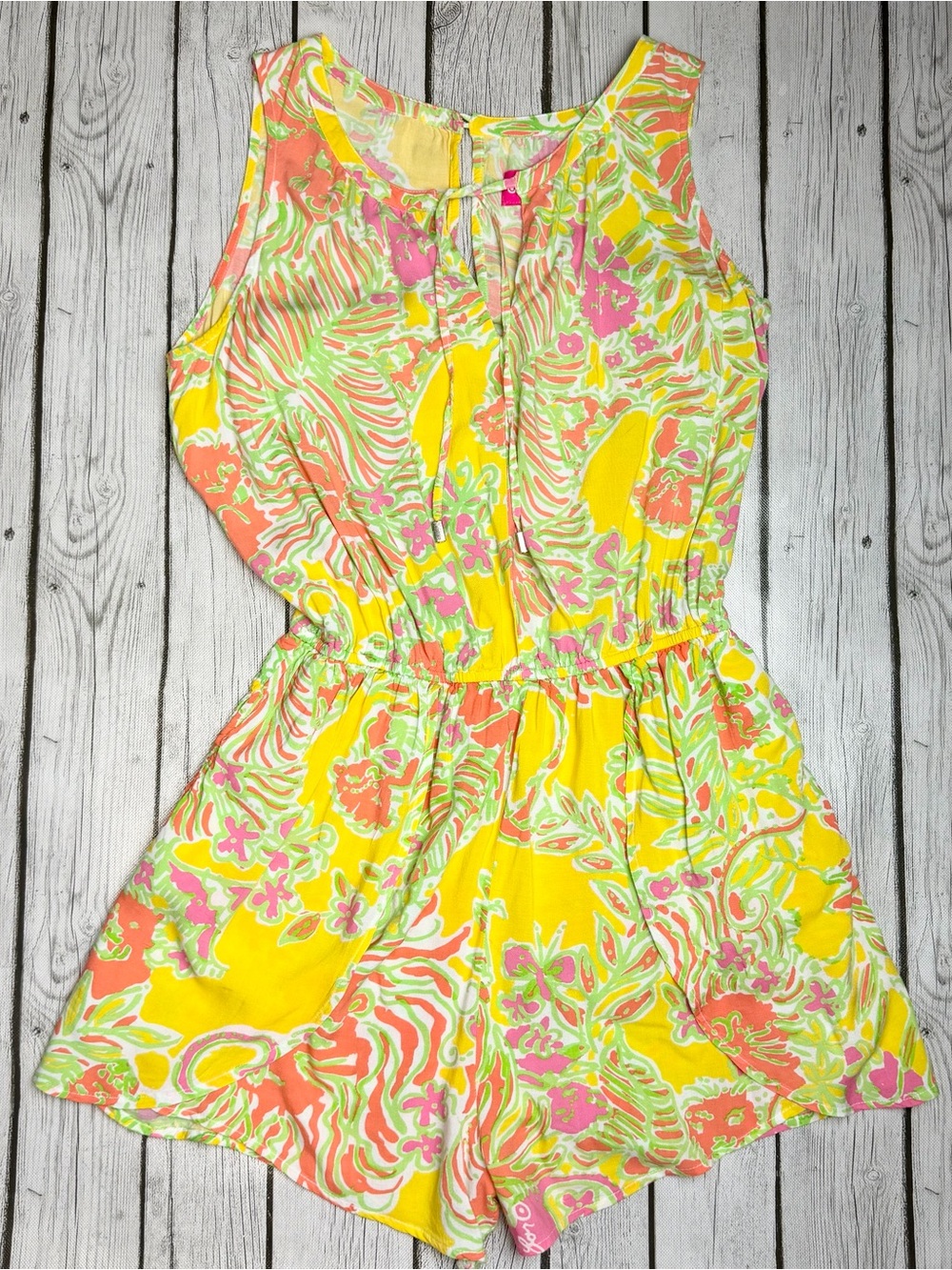 Lilly Pulitzer For Target Women's M Challis Romper Yellow Happy Place LFT